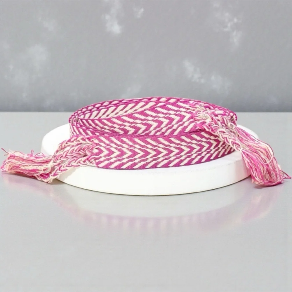 Pink Chevron Tassel Boho Long Belt